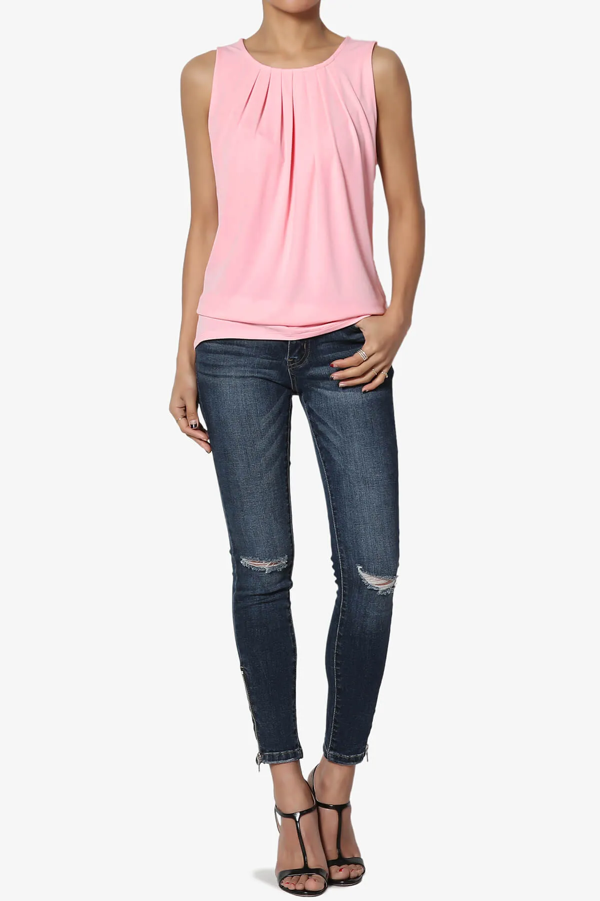 Chaffee Pleat Neck Tank Top