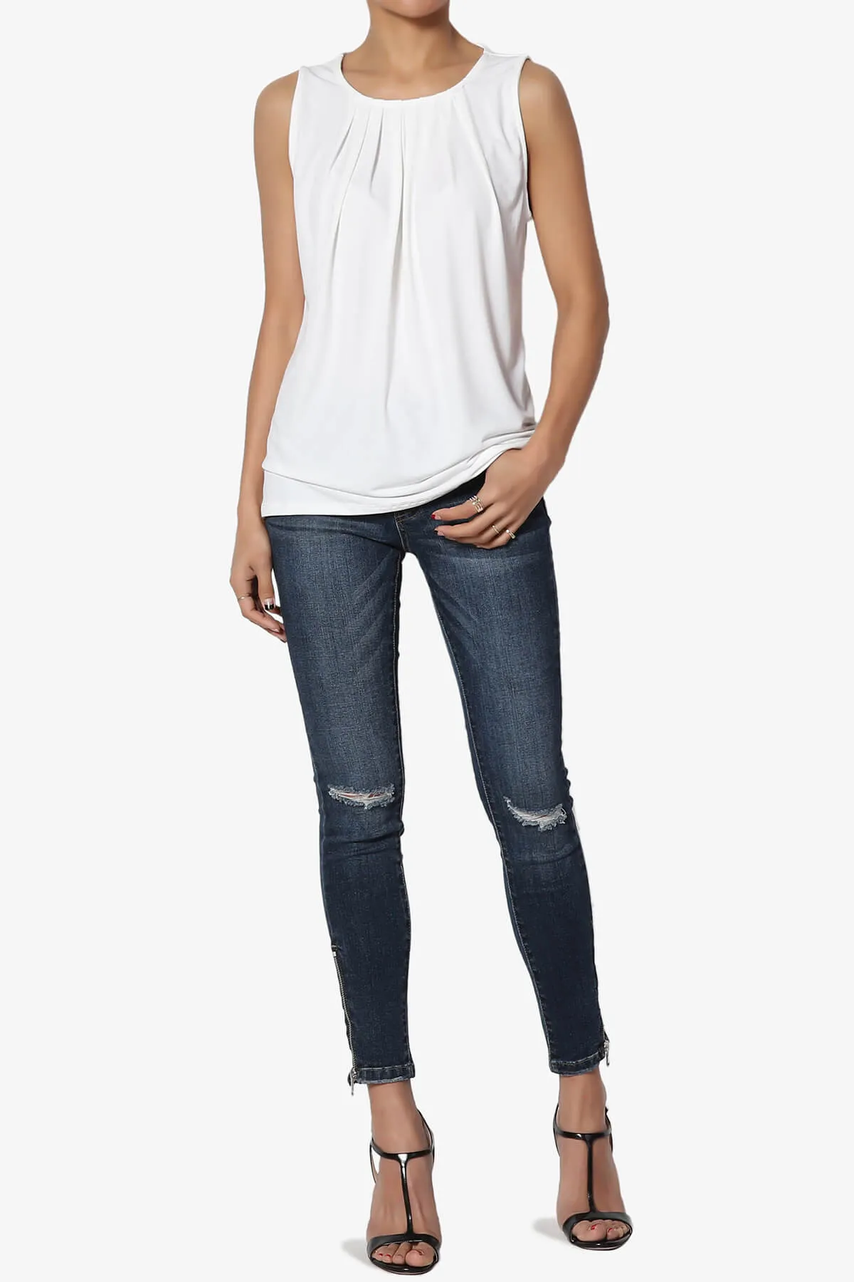 Chaffee Pleat Neck Tank Top