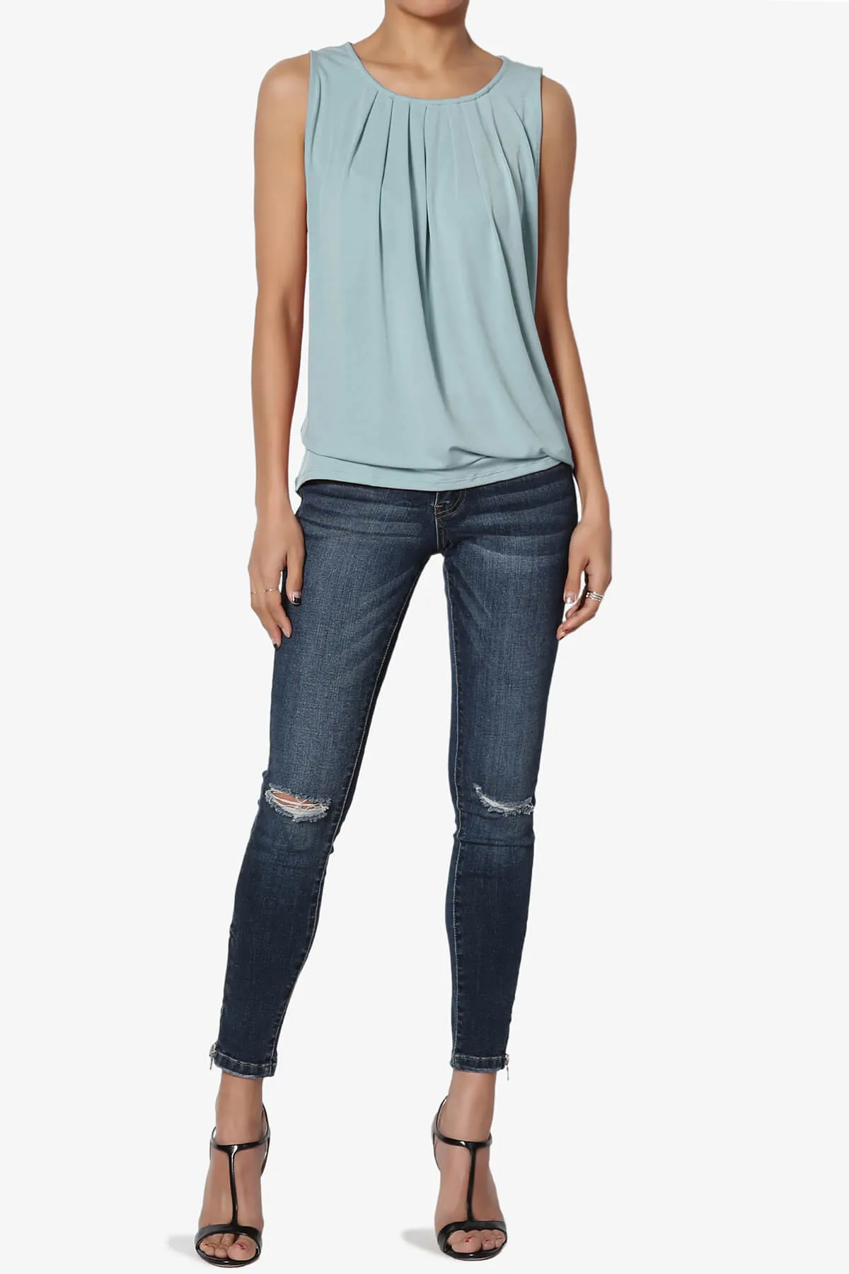 Chaffee Pleat Neck Tank Top