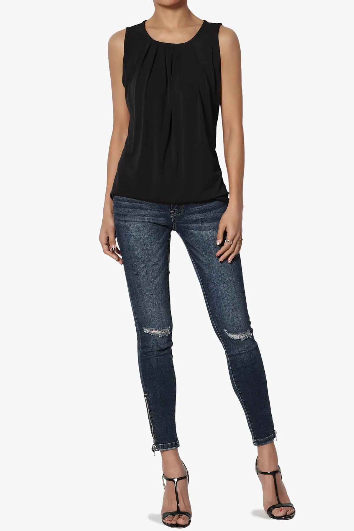 Chaffee Pleat Neck Tank Top