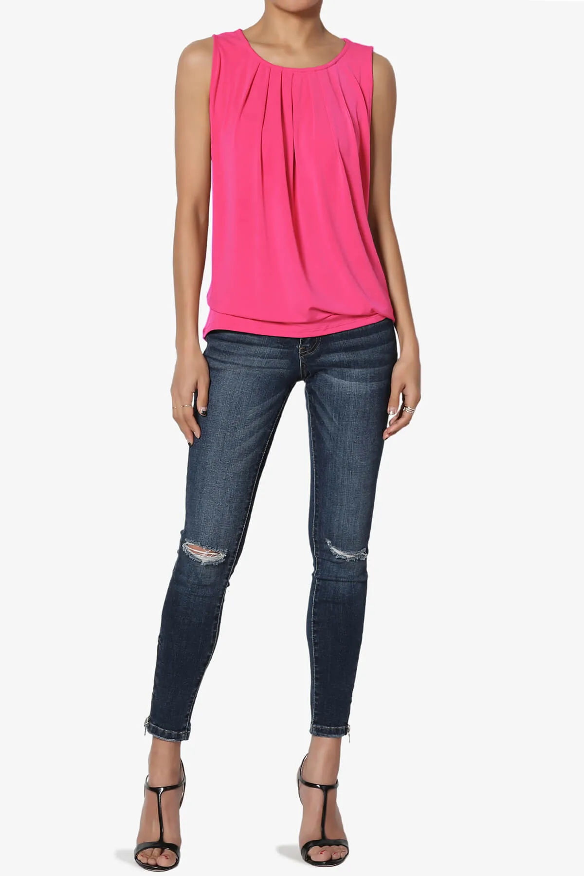 Chaffee Pleat Neck Tank Top