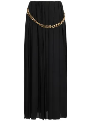 Chain embellished pleated skirt