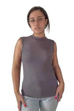 Charcoal Gia Sleeveless Mock Neck Top