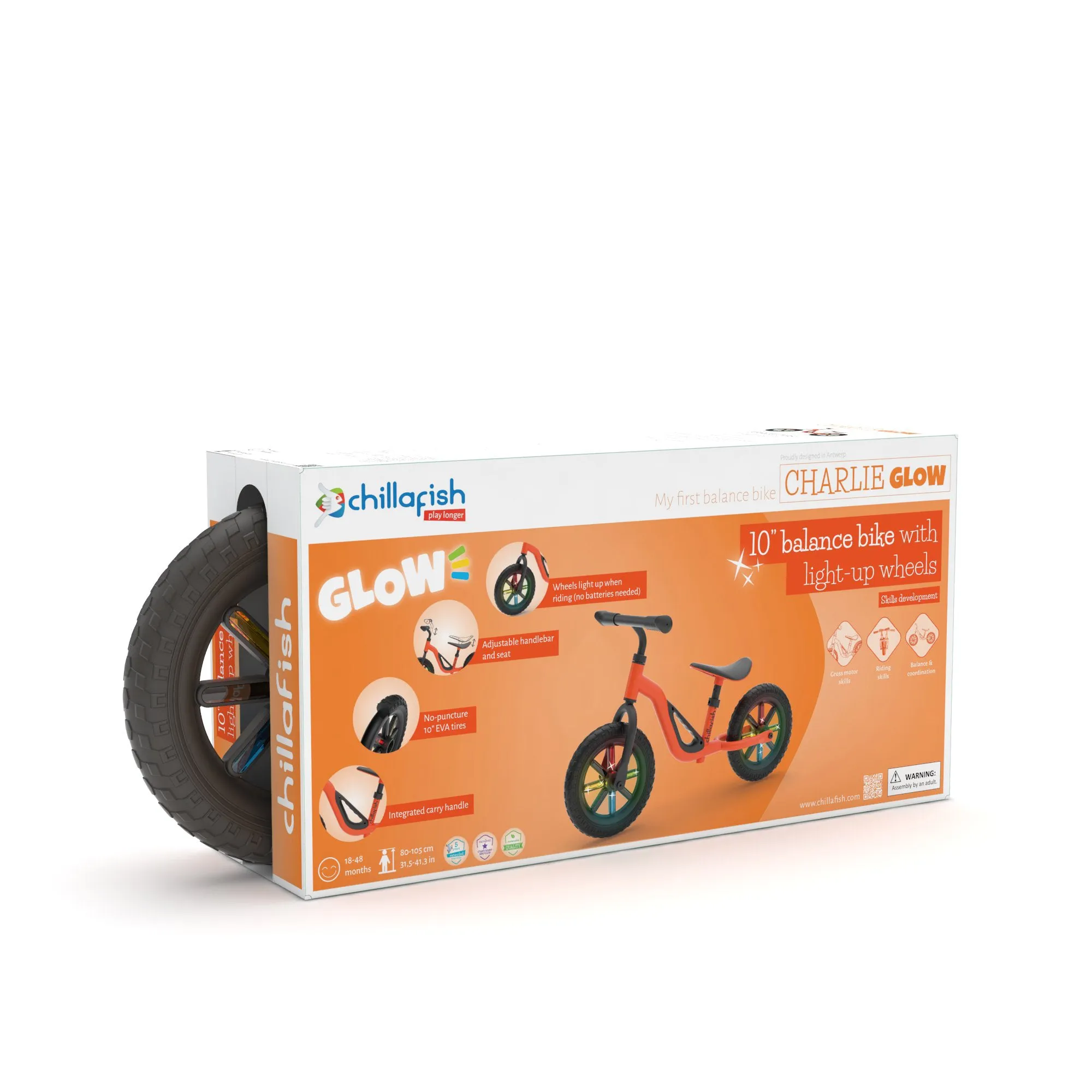 Charlie GLOW - 10" balance bike with light-up wheels