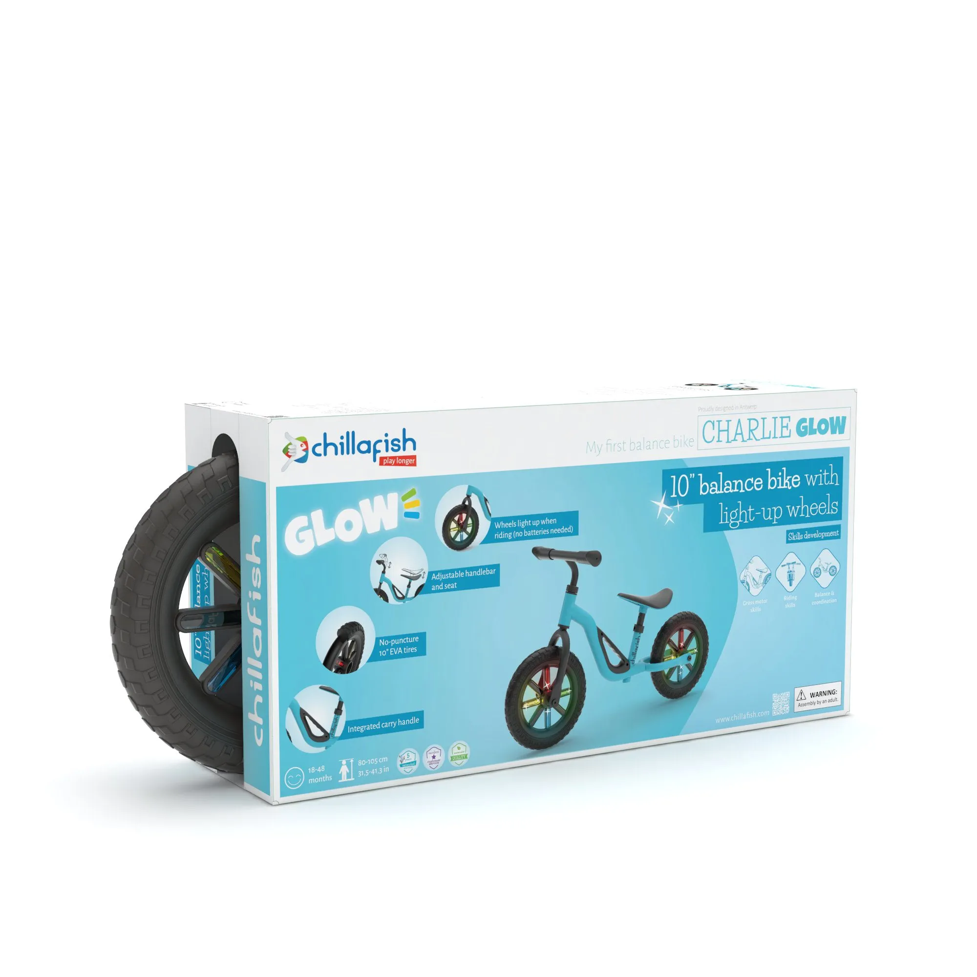 Charlie GLOW - 10" balance bike with light-up wheels