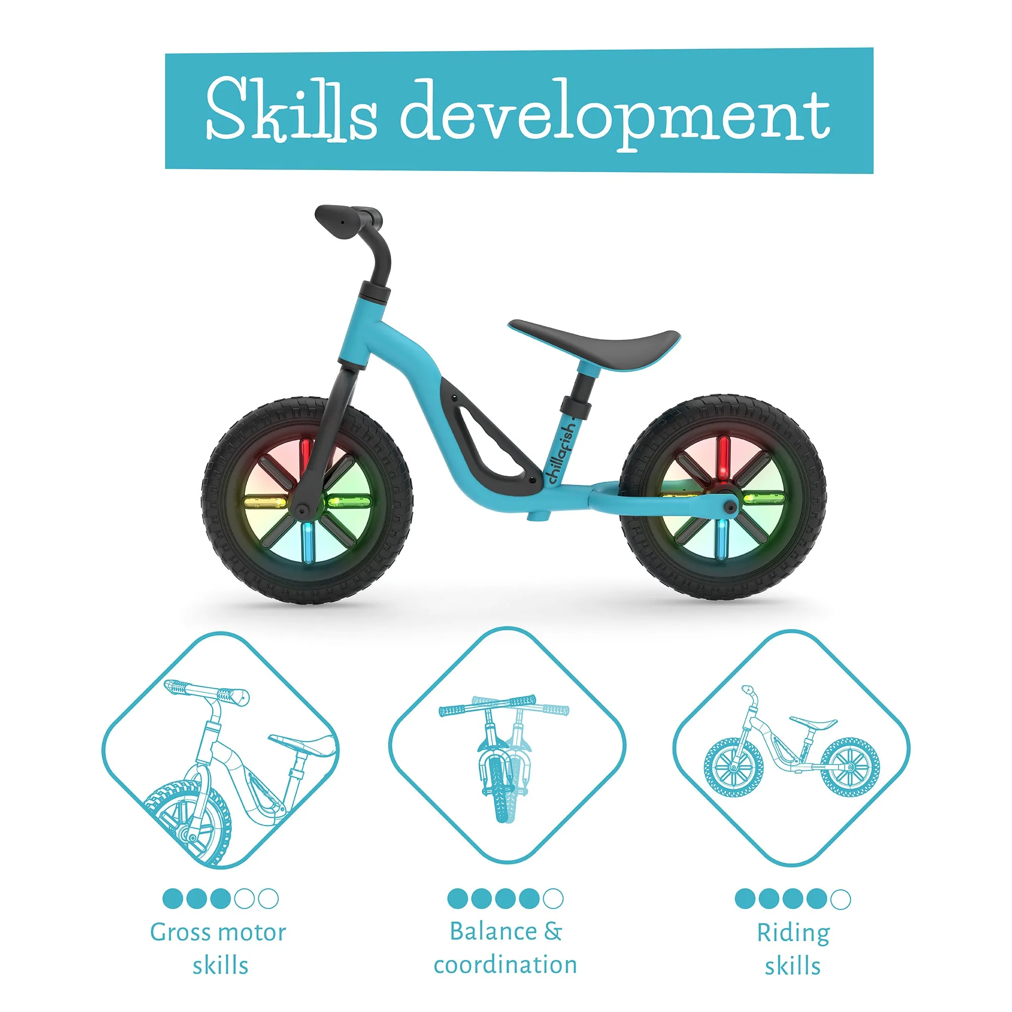 Charlie GLOW - 10" balance bike with light-up wheels