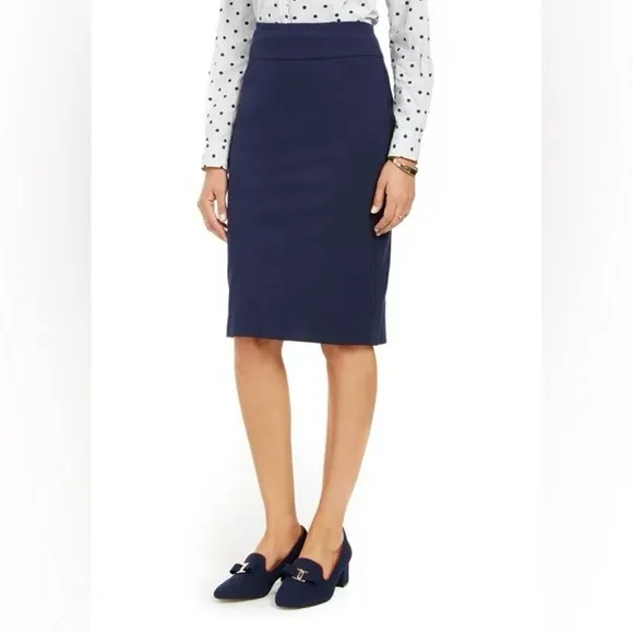 CHARTER CLUB Womens Navy Knee Length Pencil Skirt Size 2 Petite