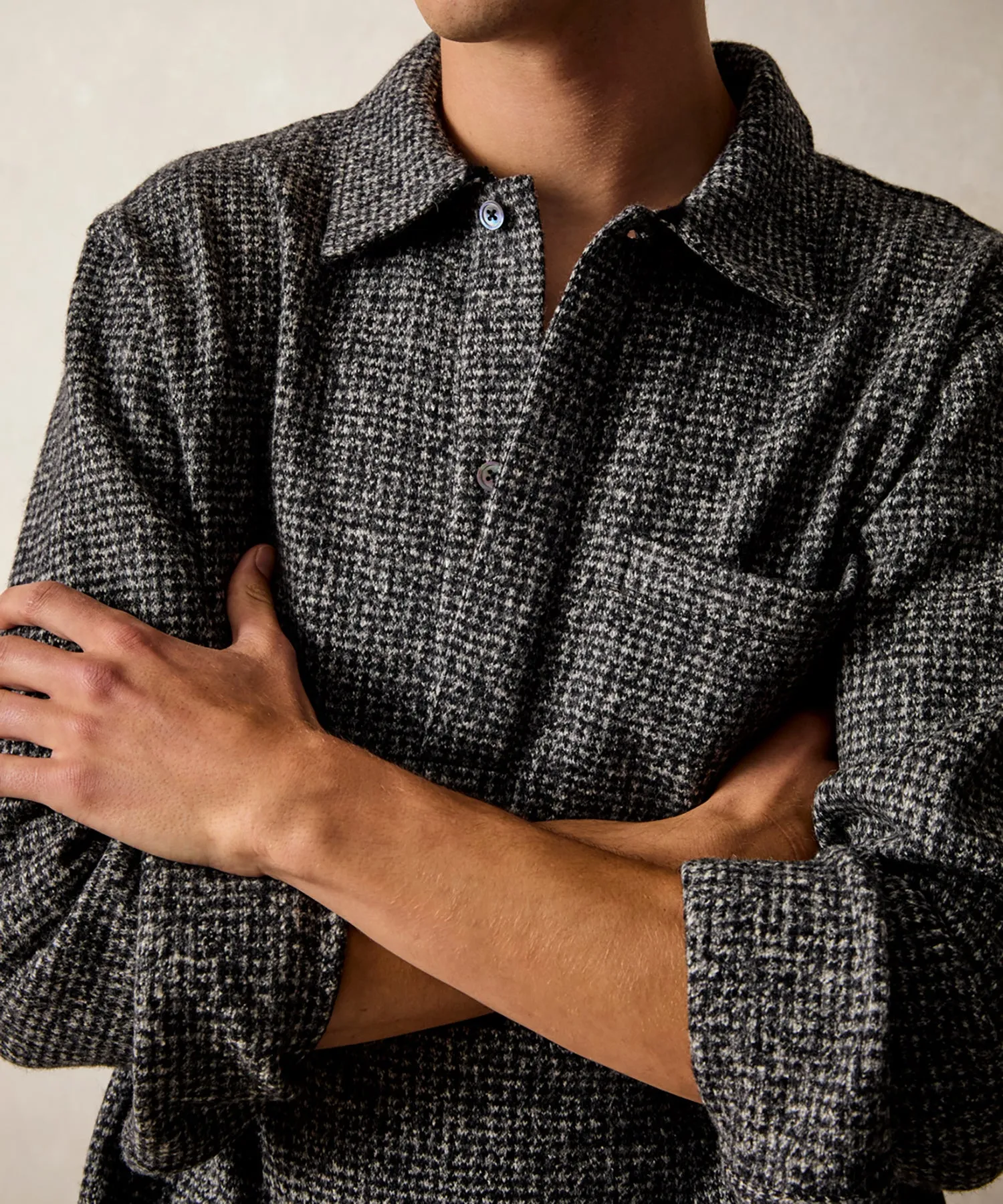 Check Wool-Silk Knit Polo