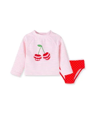 Cherry 2pc Long Sleeve Rashguard Toddler in Pink