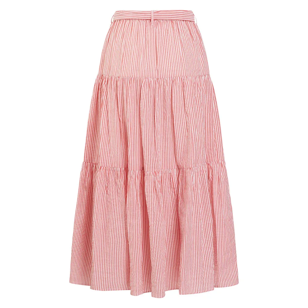 Cherry Seersucker Sash Matisse Skirt