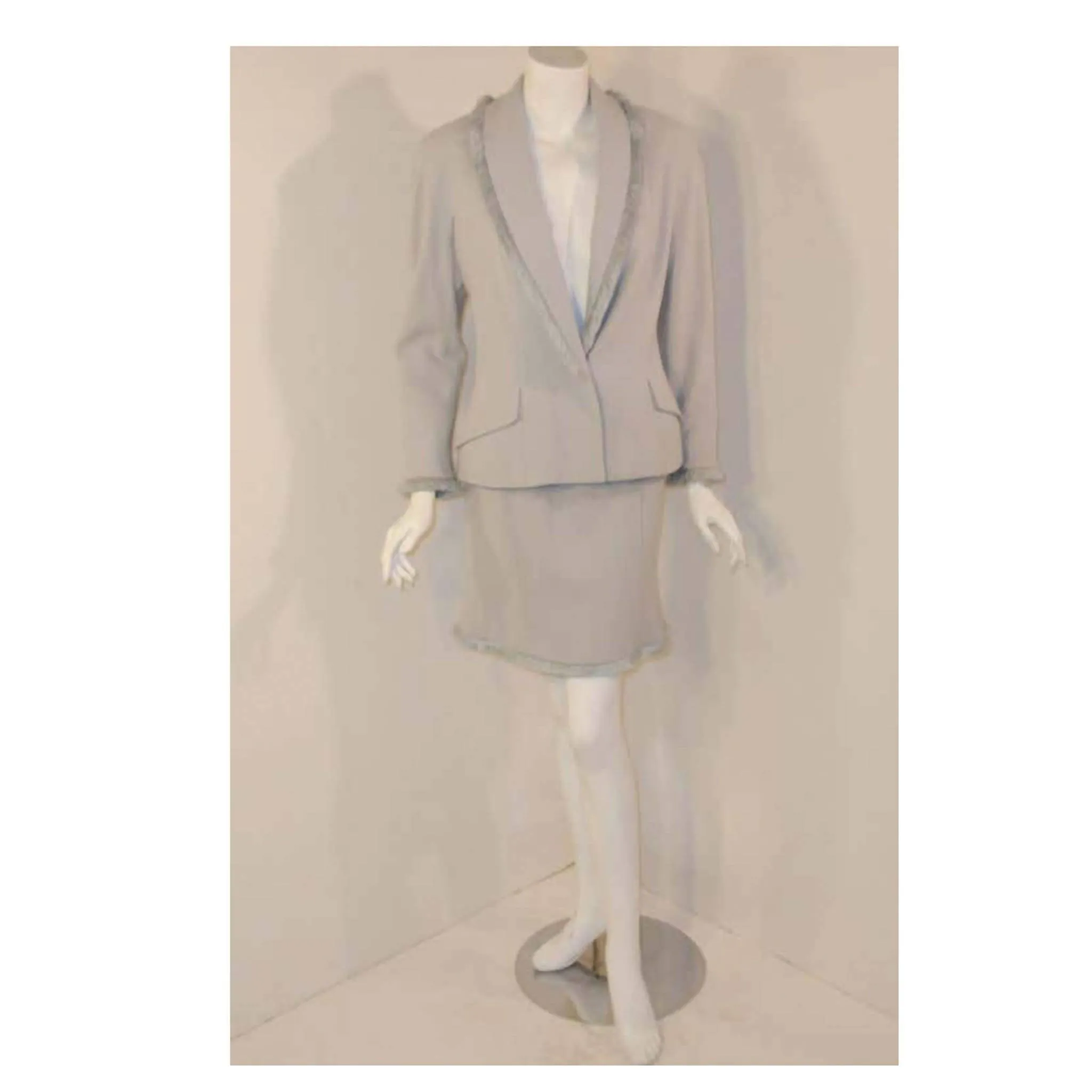 CHRISTIAN DIOR Two-Piece Light Blue Skirt Suit | Size US 10