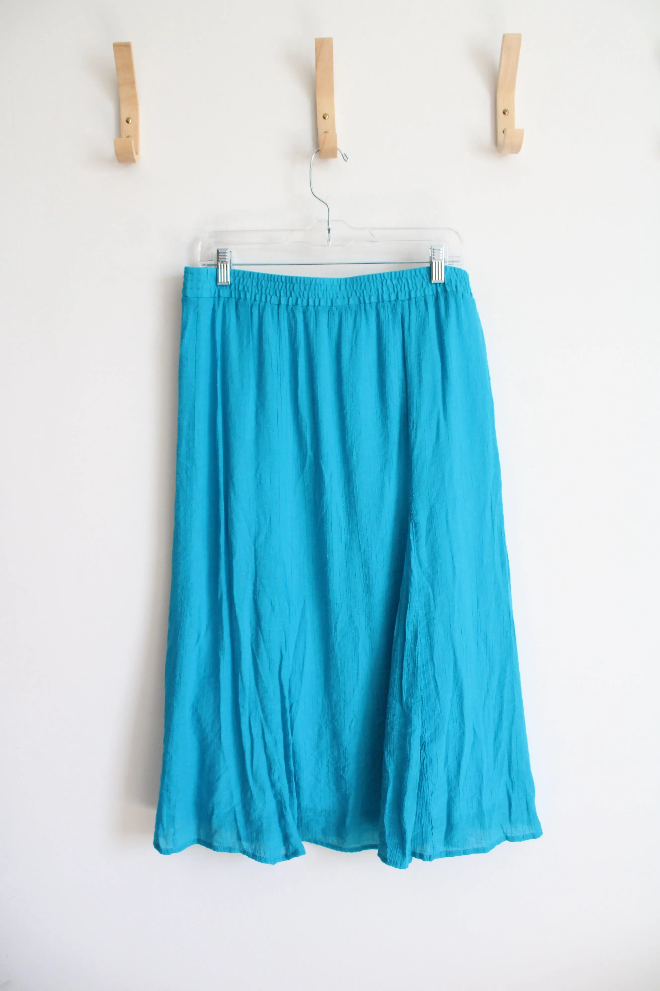 Christopher & Banks Blue Flowy Midi Skirt | L