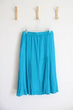 Christopher & Banks Blue Flowy Midi Skirt | L