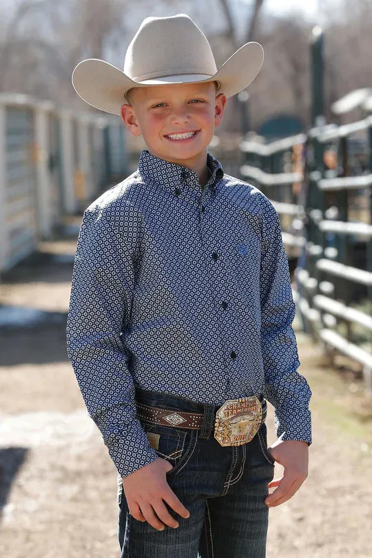 Cinch - Boys Black Print Button Down Shirt