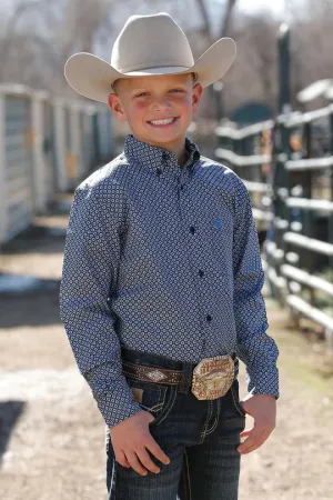 Cinch - Boys Black Print Button Down Shirt
