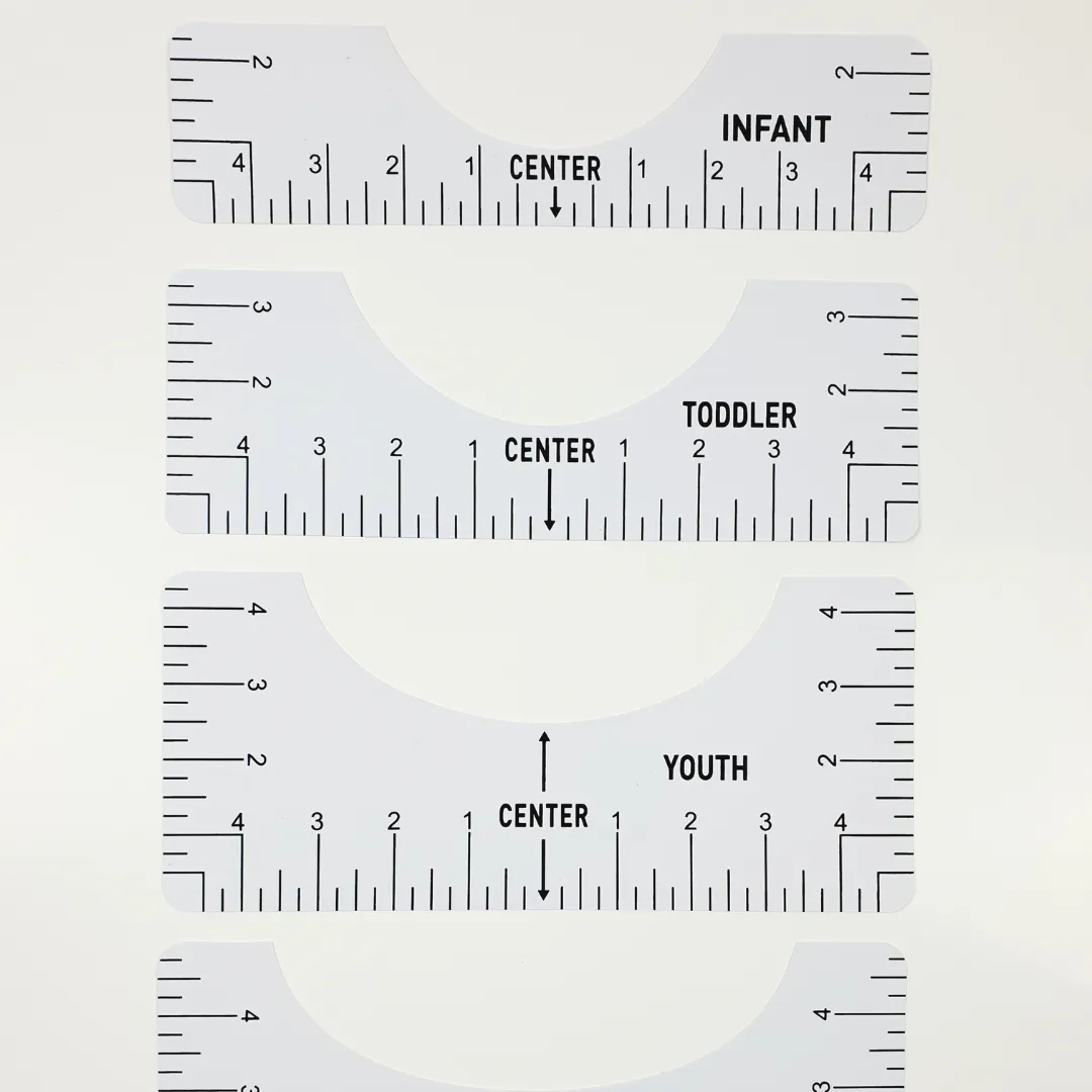 Clothing T-Shirt Ruler Measuring Placement Guide for HTV Children and Adults (4pc)