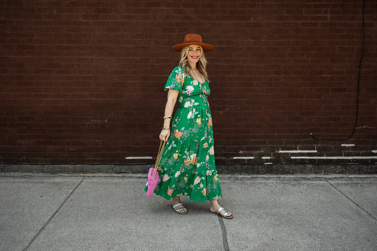 clover maxi skirt in green floral