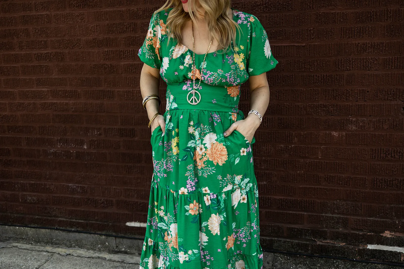 clover maxi skirt in green floral
