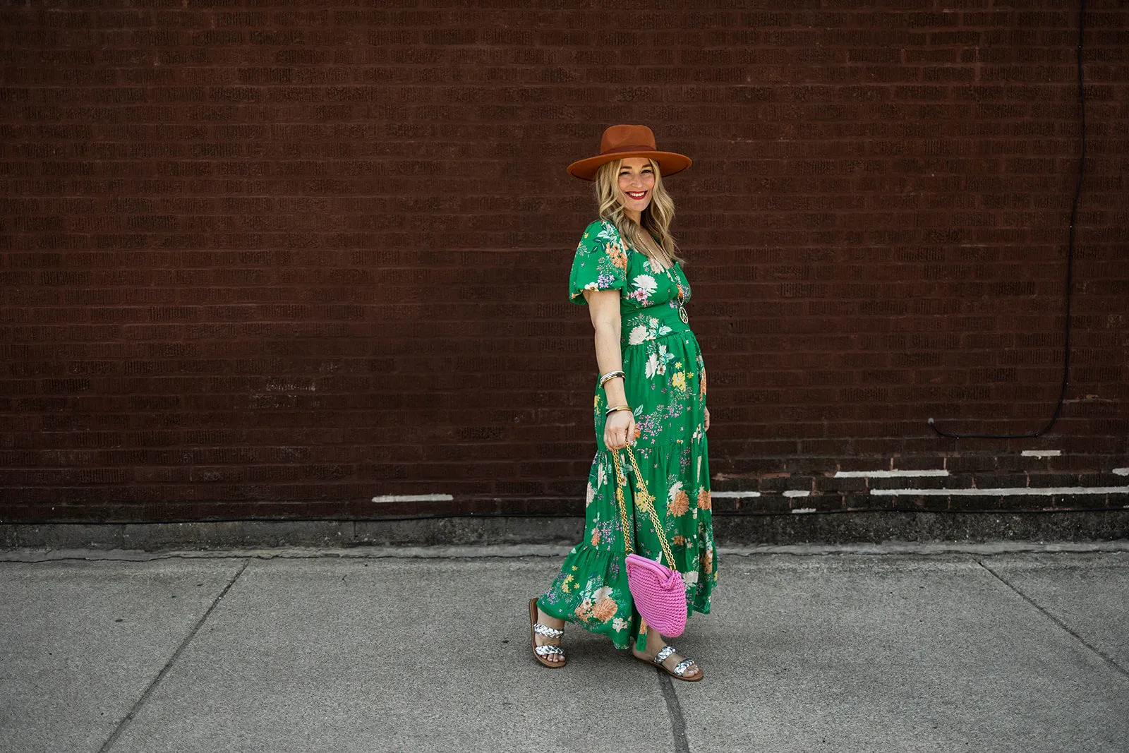 clover maxi skirt in green floral