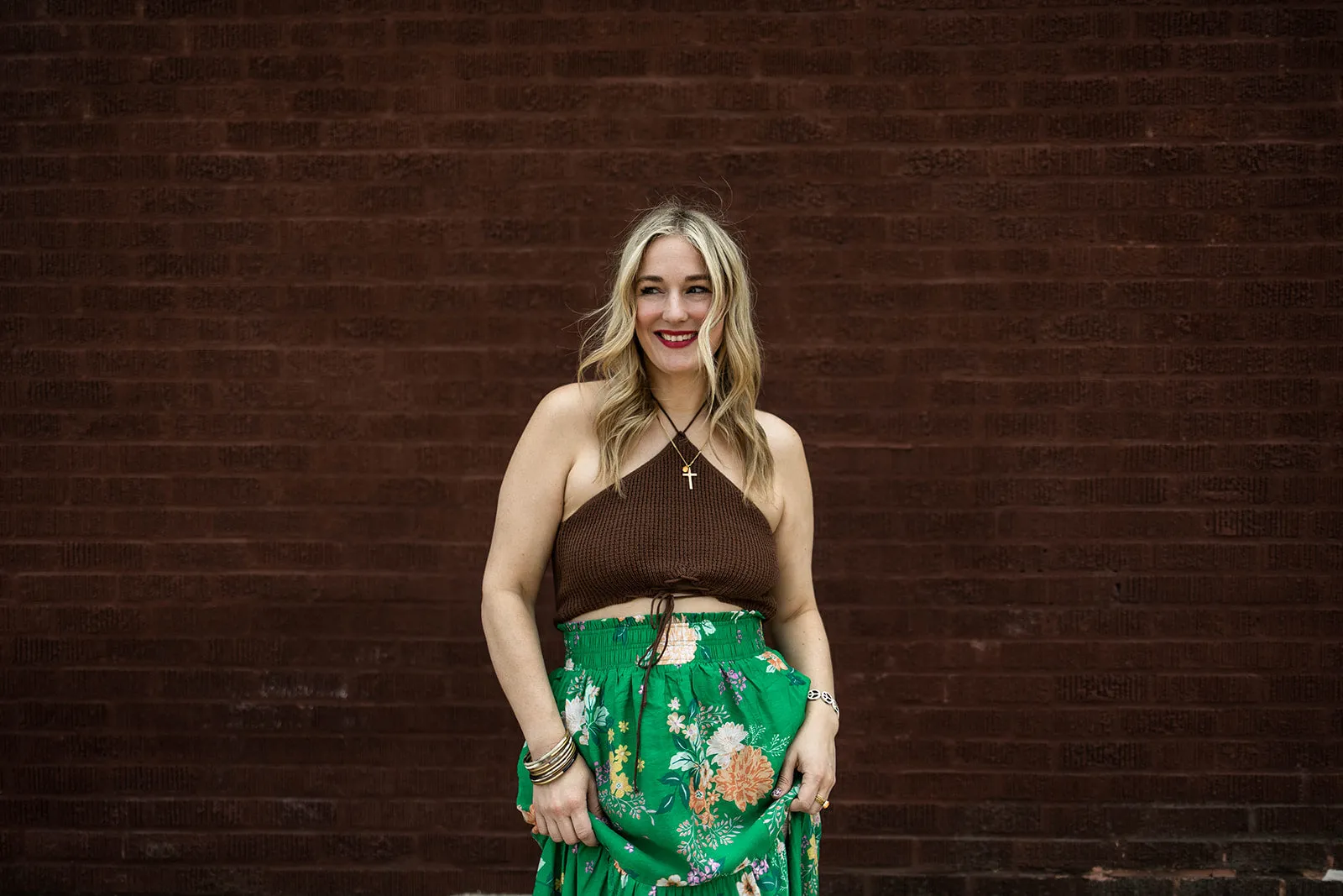 clover maxi skirt in green floral
