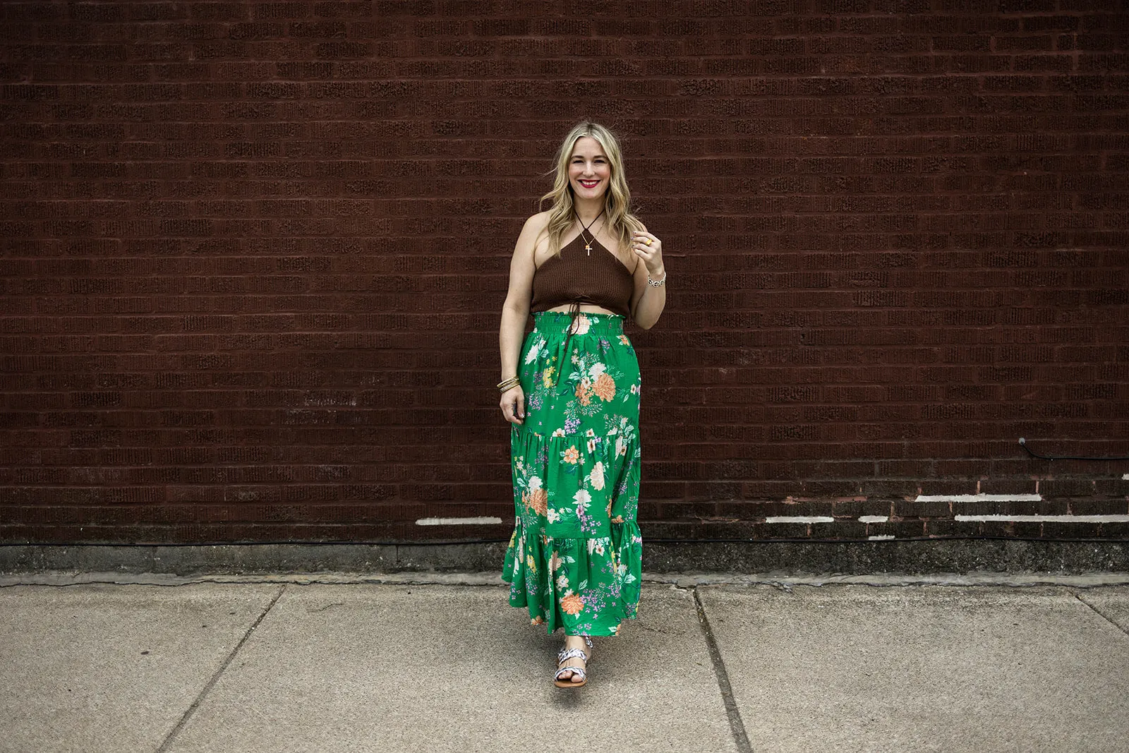 clover maxi skirt in green floral