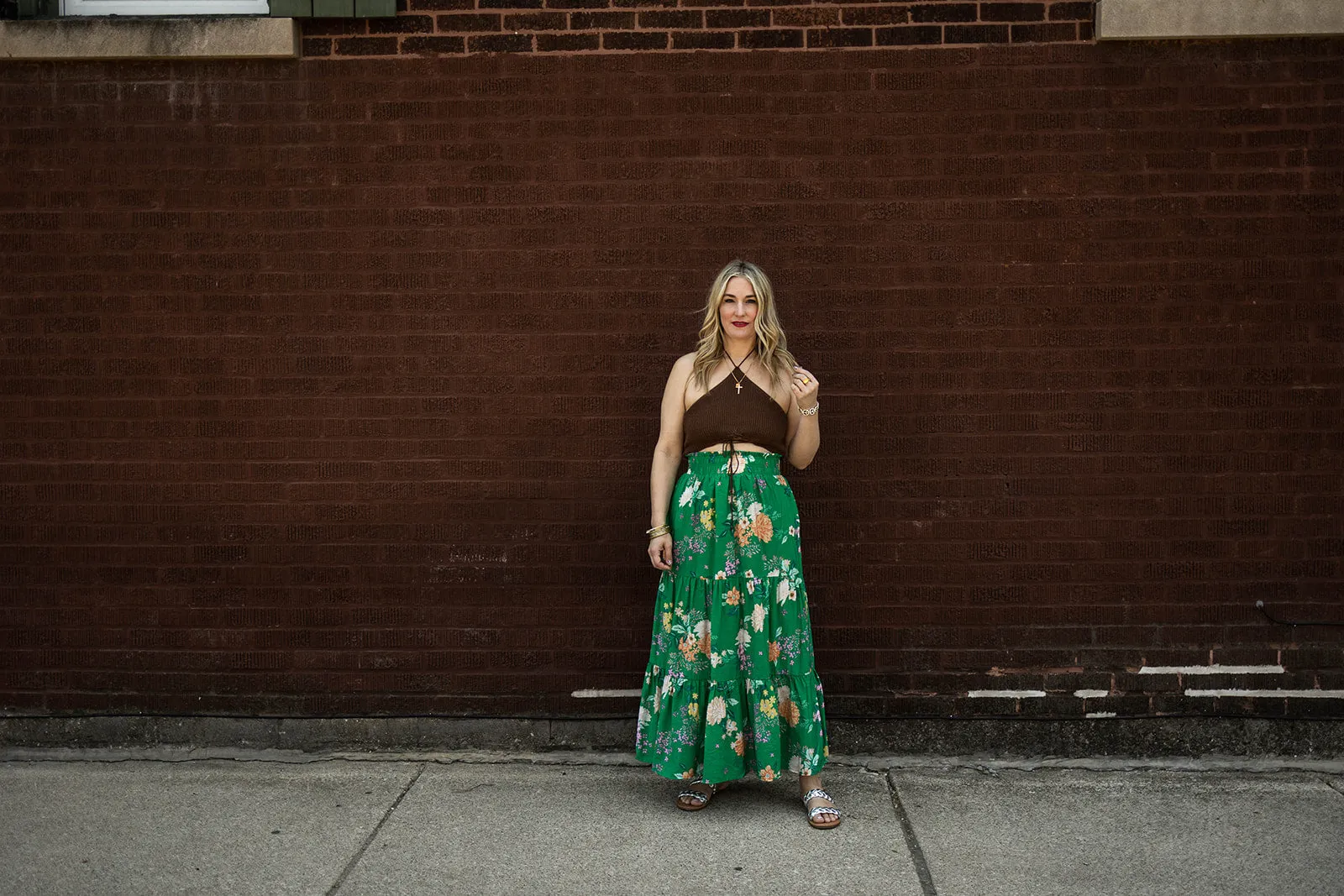 clover maxi skirt in green floral