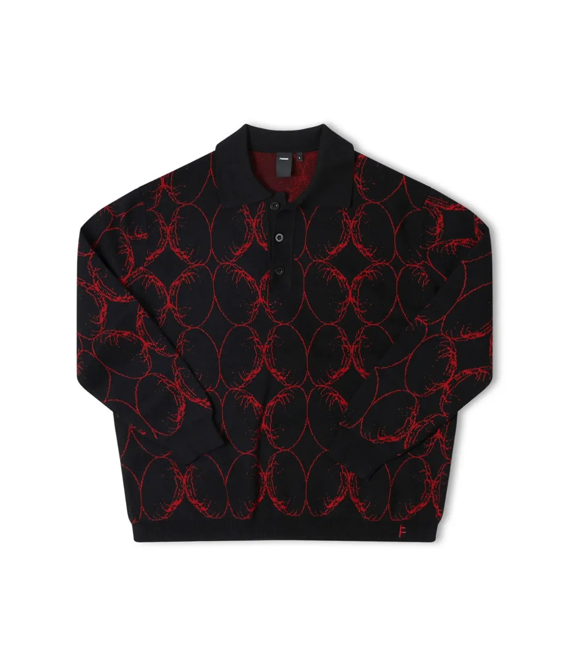 COIL KNIT LS POLO - BLACK BLOOD