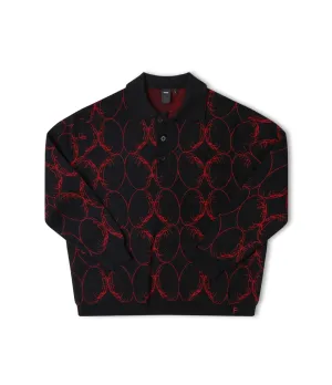 COIL KNIT LS POLO - BLACK BLOOD