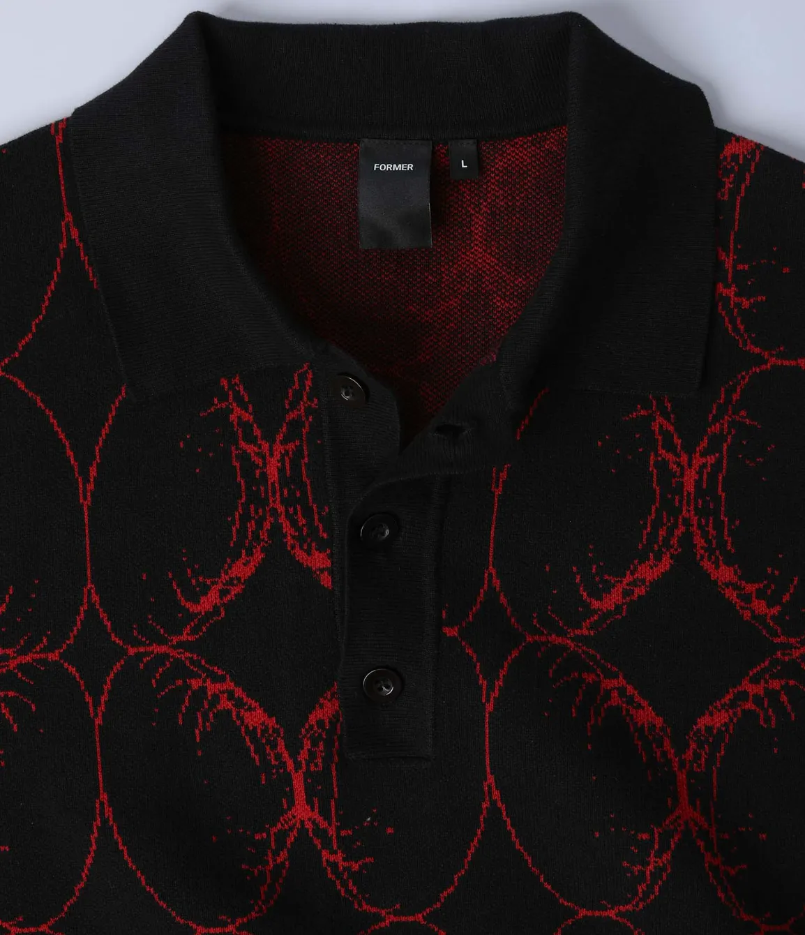COIL KNIT LS POLO - BLACK BLOOD