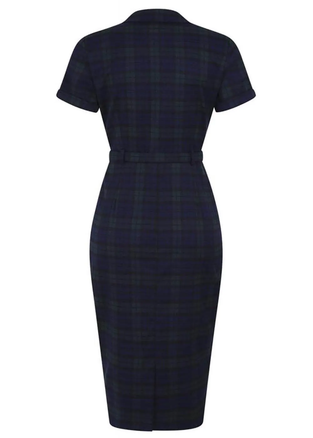 Collectif Caterina Blackwatch Check 40's Pencil Dress Multi