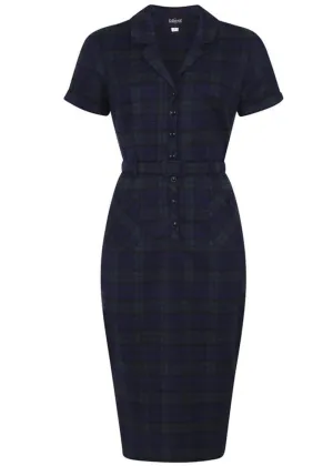 Collectif Caterina Blackwatch Check 40's Pencil Dress Multi