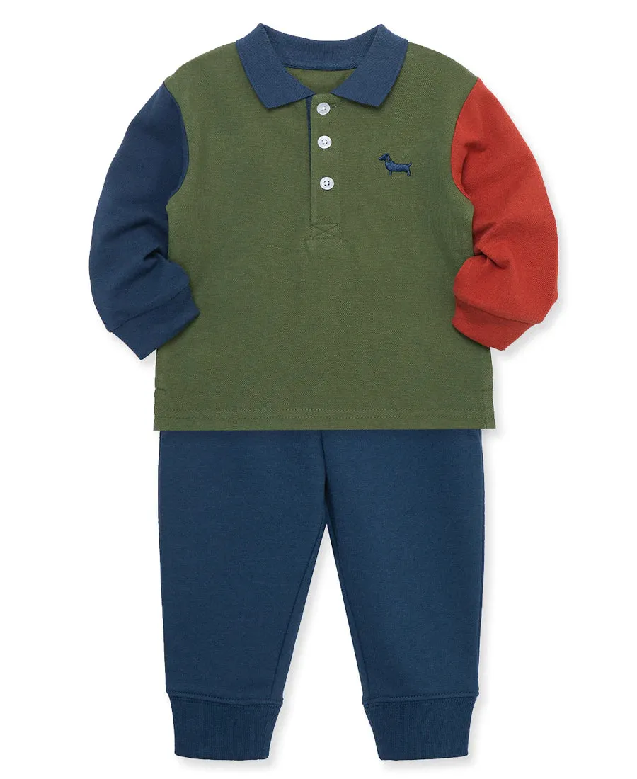 Color Block LS Polo Set
