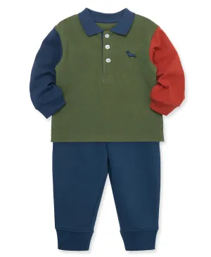 Color Block LS Polo Set