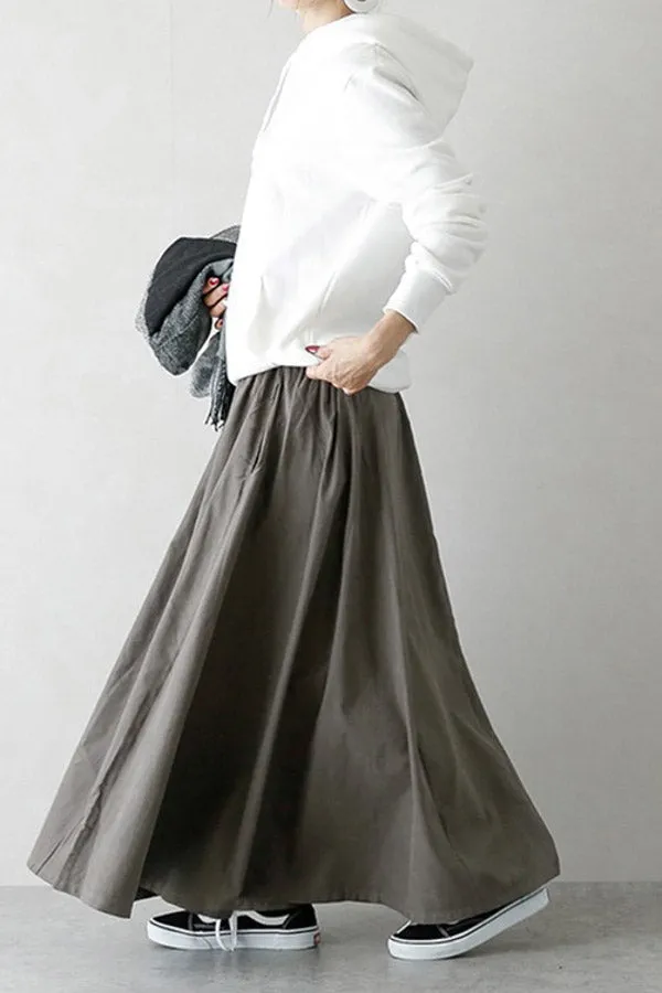 Color Contrast Pleated Skirt