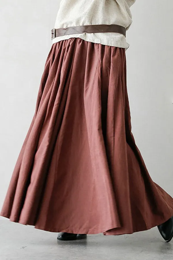 Color Contrast Pleated Skirt