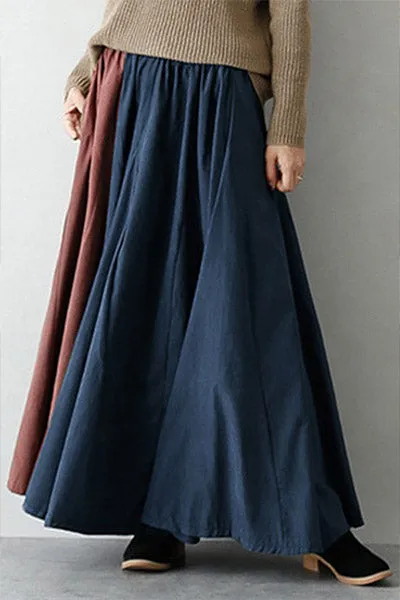 Color Contrast Pleated Skirt