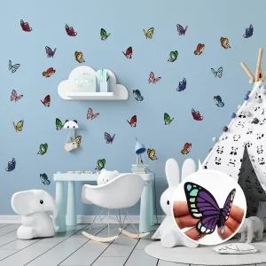 Colourful Holographic Butterflies Kids Wall Stickers Nursery DIY Art