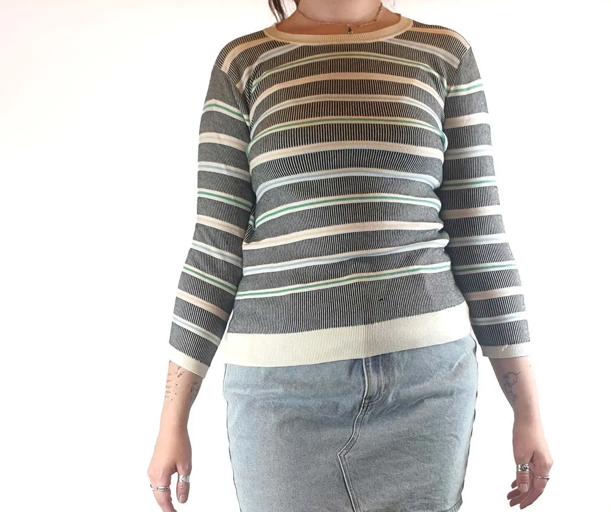 Colourful striped knit jumper size L fits size 12-14