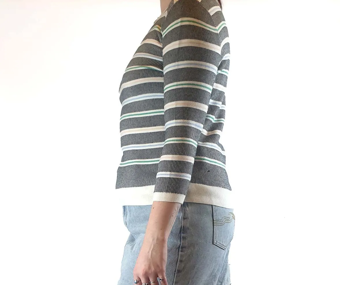 Colourful striped knit jumper size L fits size 12-14