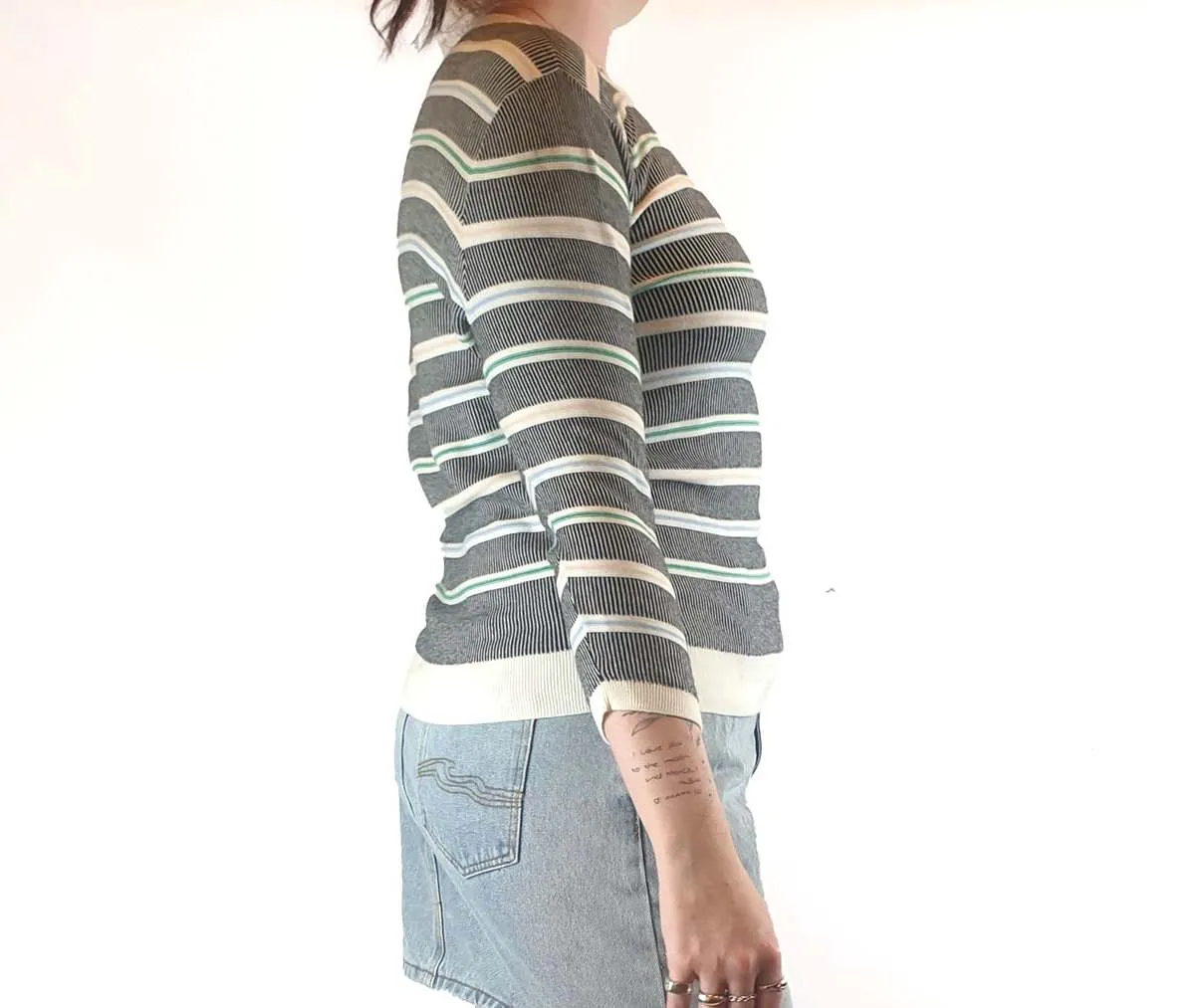 Colourful striped knit jumper size L fits size 12-14