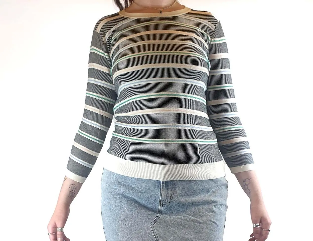 Colourful striped knit jumper size L fits size 12-14