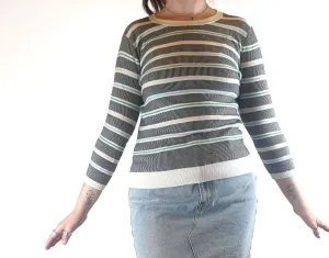 Colourful striped knit jumper size L fits size 12-14