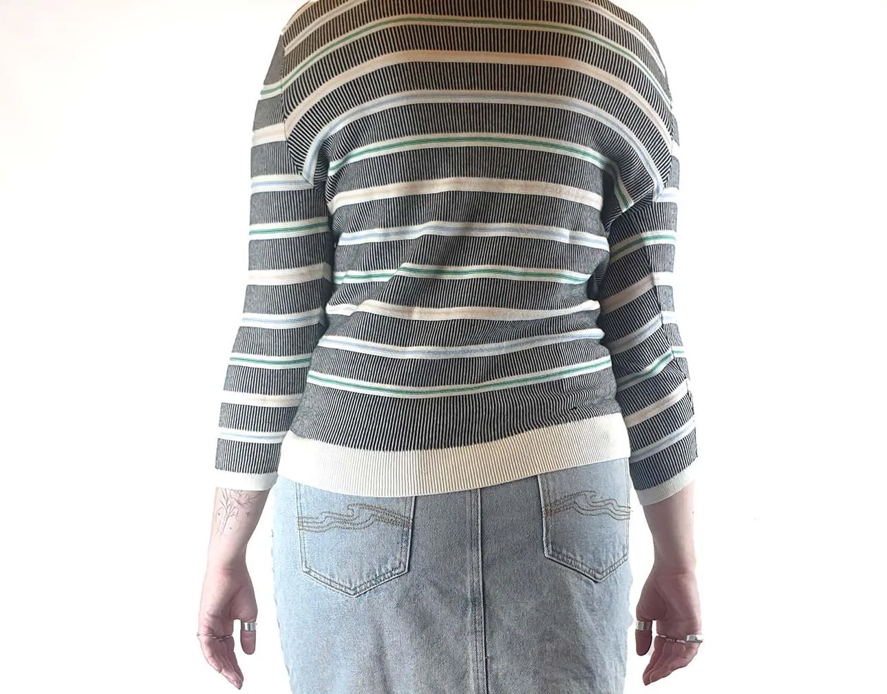 Colourful striped knit jumper size L fits size 12-14
