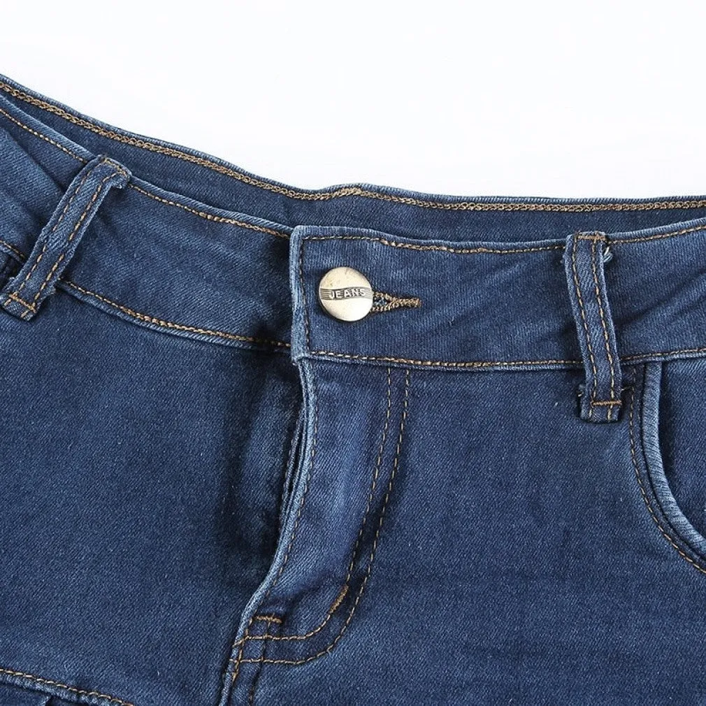 ContiNent 33 Denim Mini Pleated Skirt Ladies Summer High Waist Jeans Shorts Skirts Women Ruffles Fashion Korean