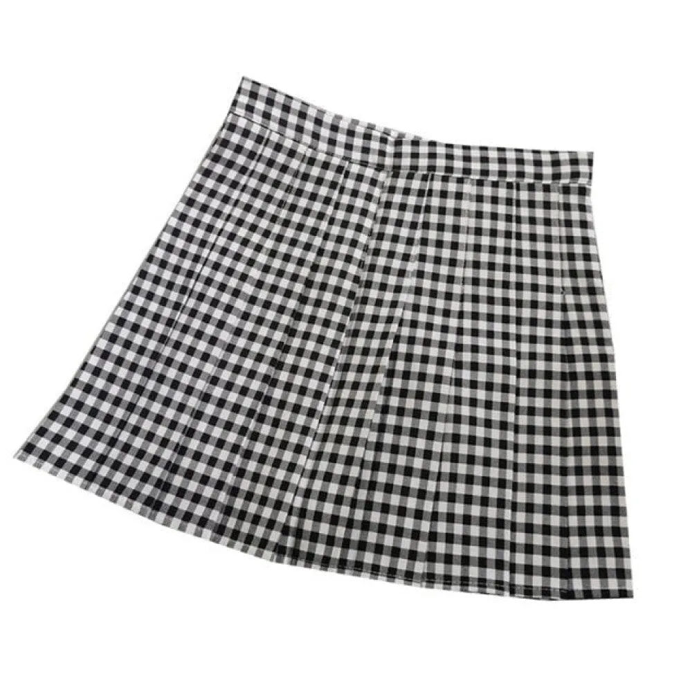 ContiNent 33 Summer Women Pleated Skirt High Waist Female Plaid Skirts Preppy Style Ladies Girls Dance Mini Skirt Fashion Chic Woman Skirts