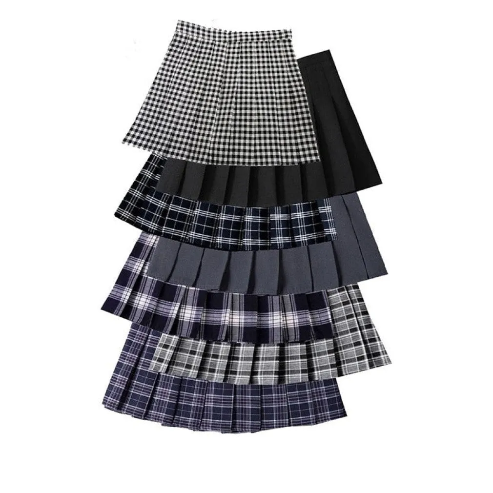 ContiNent 33 Summer Women Pleated Skirt High Waist Female Plaid Skirts Preppy Style Ladies Girls Dance Mini Skirt Fashion Chic Woman Skirts