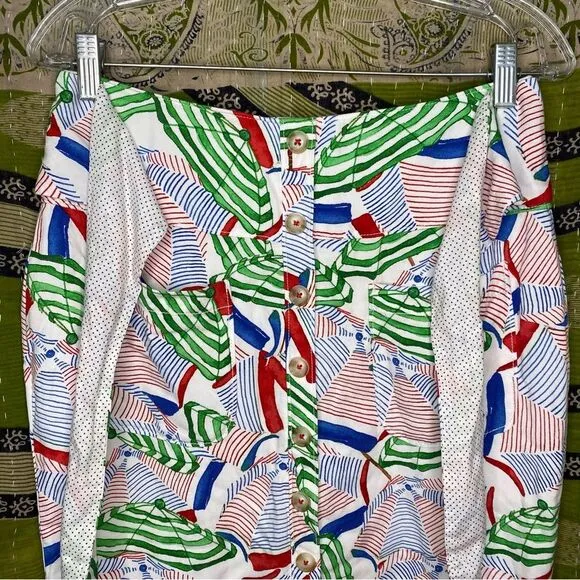 Conversations x Anthropologie Umbrella Linen Blend Pencil Skirt Size 6