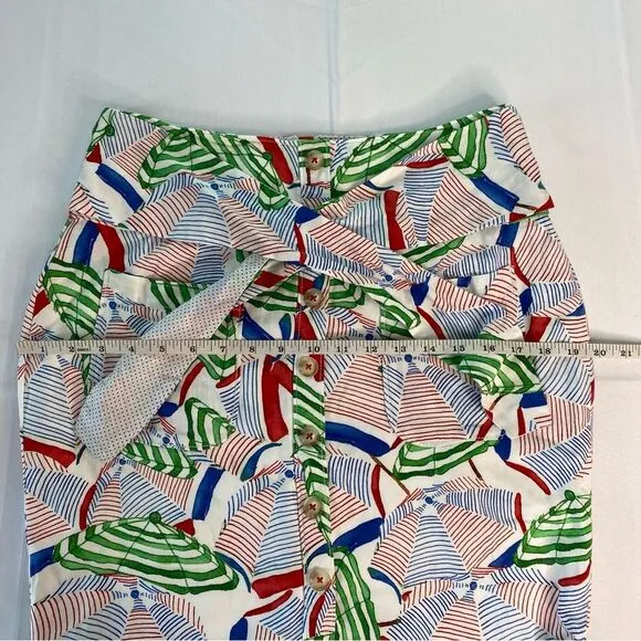 Conversations x Anthropologie Umbrella Linen Blend Pencil Skirt Size 6