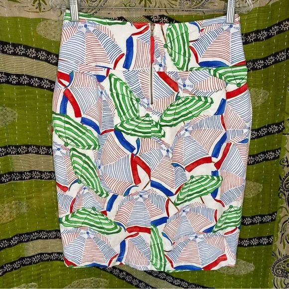 Conversations x Anthropologie Umbrella Linen Blend Pencil Skirt Size 6