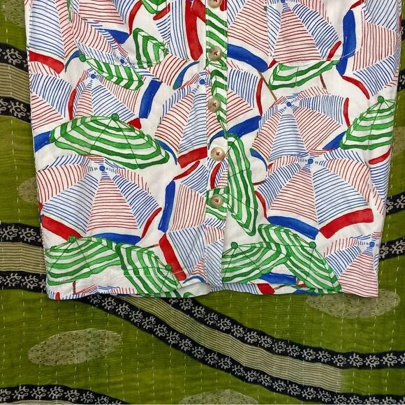 Conversations x Anthropologie Umbrella Linen Blend Pencil Skirt Size 6